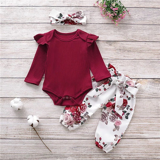 3 Piece Long Sleeved Wine Red Set