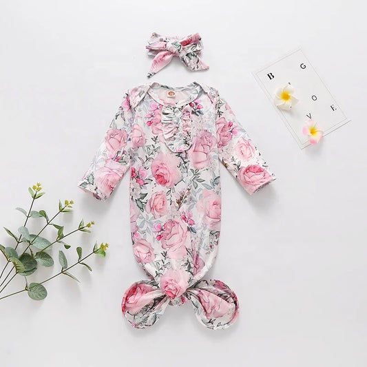 Floral Sleepsuit with matching headband